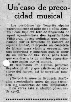 Un caso de precocidad musical